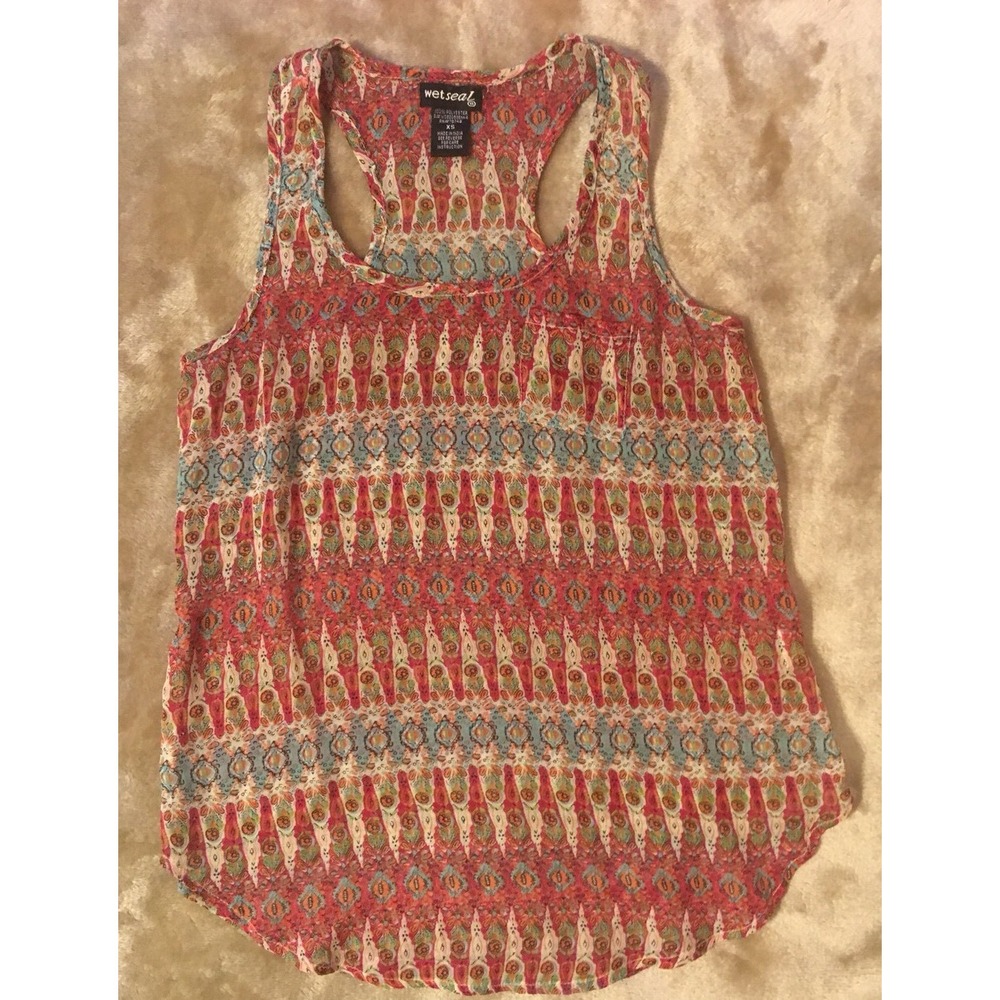 Wet Seal Dressy Tank Juniors Size XS Sheer Multi-colored
